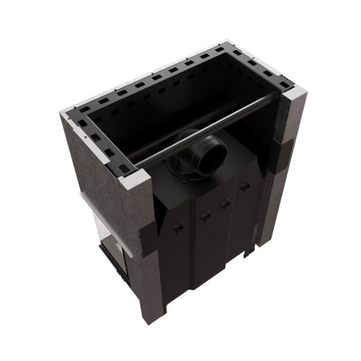 Insert cheminée NBC 15  3 côtés vitrés ouverture relevable + 4 bouches recuperateur