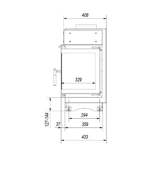 Insert cheminée MAJA 8 BS vitre à droite 180 mm