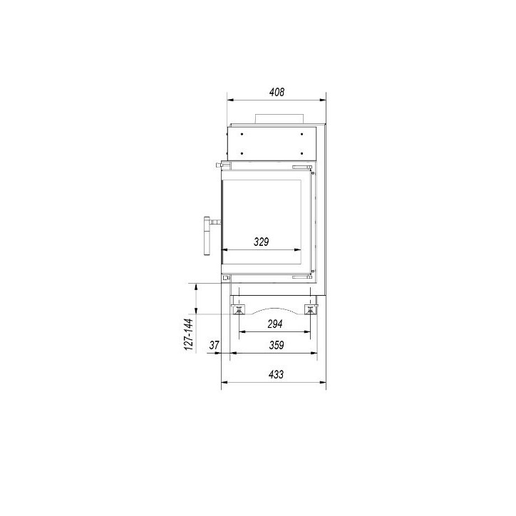 Insert cheminée MAJA 8 BS vitre à droite 180 mm