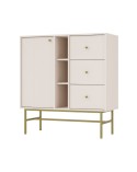 Buffet TOKYO beige 100 cm 1 porte + 1 niche + 3 tiroirs