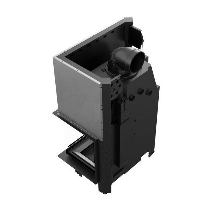 Insert cheminée MBM 10 BLACK BS vitre à droite ouverture relevable + 2 bouches recuperateur
