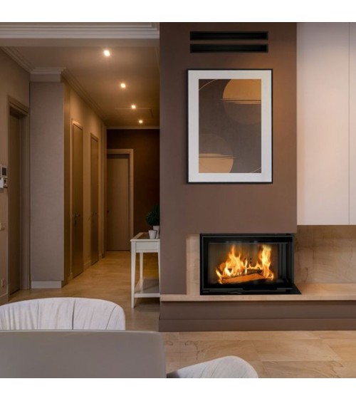 Insert cheminée MBM 10 BLACK BS vitre à droite ouverture relevable + 2 bouches recuperateur