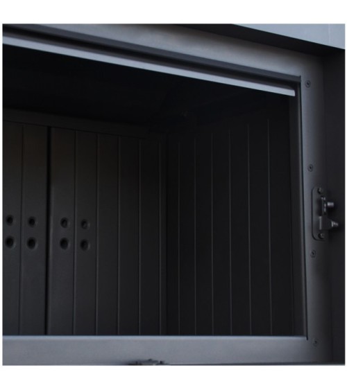 Insert cheminée MBM 10 BLACK BS vitre à droite ouverture relevable + 2 bouches recuperateur
