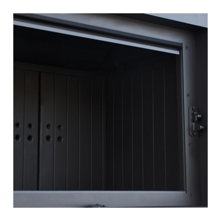 Insert cheminée MBM 10 BLACK BS vitre à droite ouverture relevable + 2 bouches recuperateur
