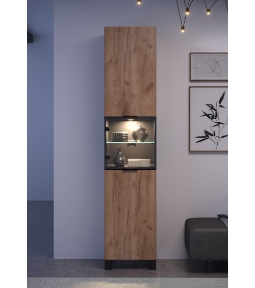 Salon complet KYOTO : table basse, meuble TV, vitrine, commode haute, (buffet)