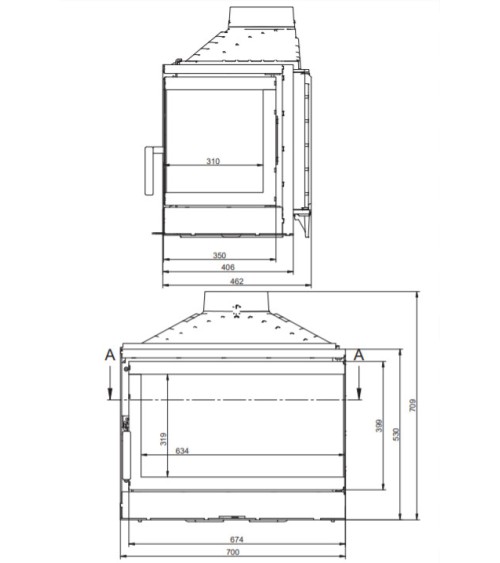 Insert cheminée d'angle  levio II - 17 kw