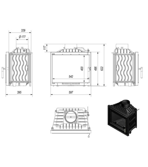 Insert cheminée à bois SCOTT 10 kW