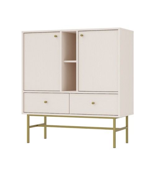 Buffet TOKYO beige 100 cm 2 portes + 1 niche + 2 tiroirs