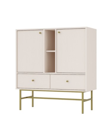 Buffet TOKYO beige 100 cm 2 portes + 1 niche + 2 tiroirs
