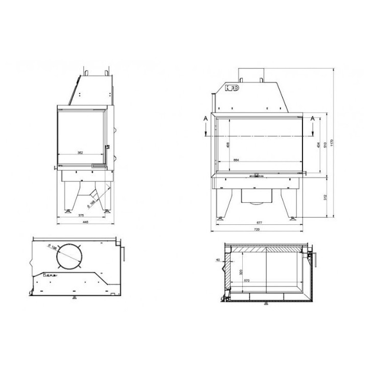 Insert cheminée à bois SIDRA 17 kW 2 vitres version droite Insert cheminée à bois SIDRA 17 kW 2 vitres version droite