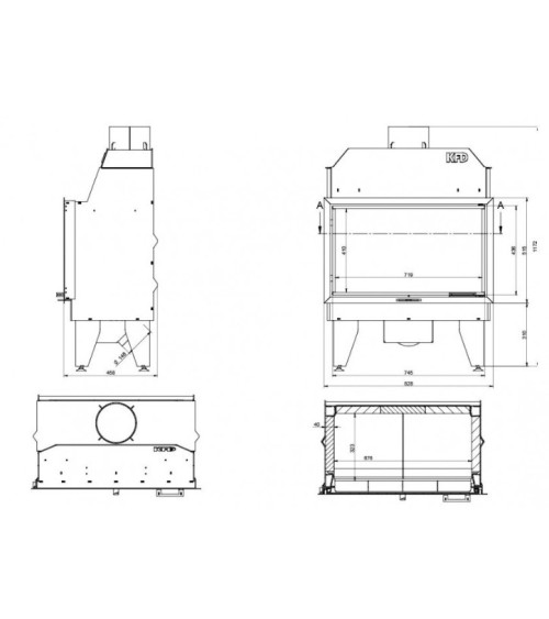 Insert cheminée à bois LINE 15 kW 2 vitres version gauche