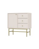 Buffet TOKYO beige 80 cm 1 porte + 3 tiroirs