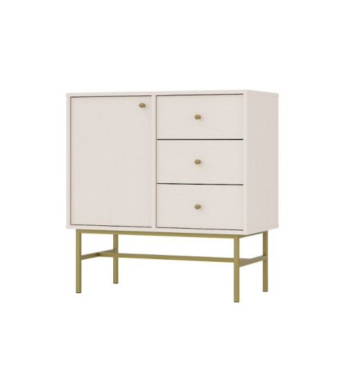 Buffet TOKYO beige 80 cm 1 porte + 3 tiroirs