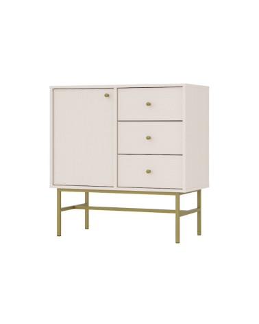 Buffet TOKYO beige 80 cm 1 porte + 3 tiroirs