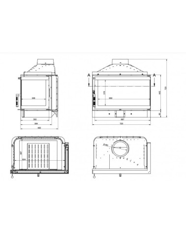 Insert cheminée à bois KFD ECO MAX 7 standard coin droit