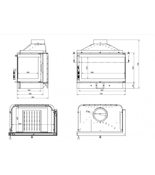 Insert cheminée à bois KFD ECO MAX 7 standard coin gauche