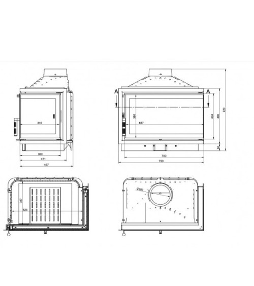 Insert cheminée à bois KFD ECO iMAX 7 standard coin gauche