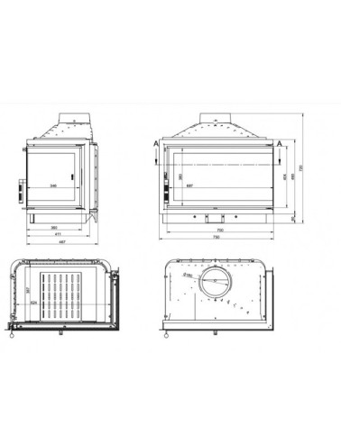 Insert cheminée à bois KFD ECO iMAX 7 standard coin droit