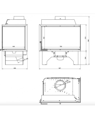 Insert cheminée à bois KFD ECO iLUX 90 coin droit