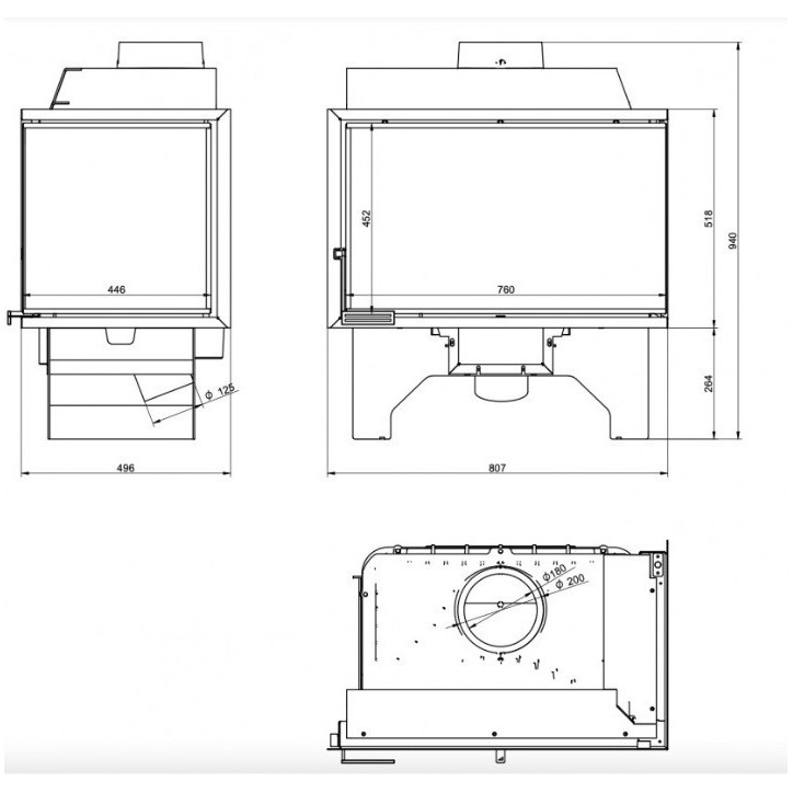 Insert cheminée à bois KFD ECO iLUX 90 coin droit Insert cheminée à bois KFD ECO iLUX 90 coin droit