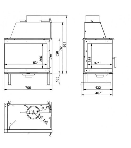 Insert cheminée à bois KFD ECO 70 coin gauche