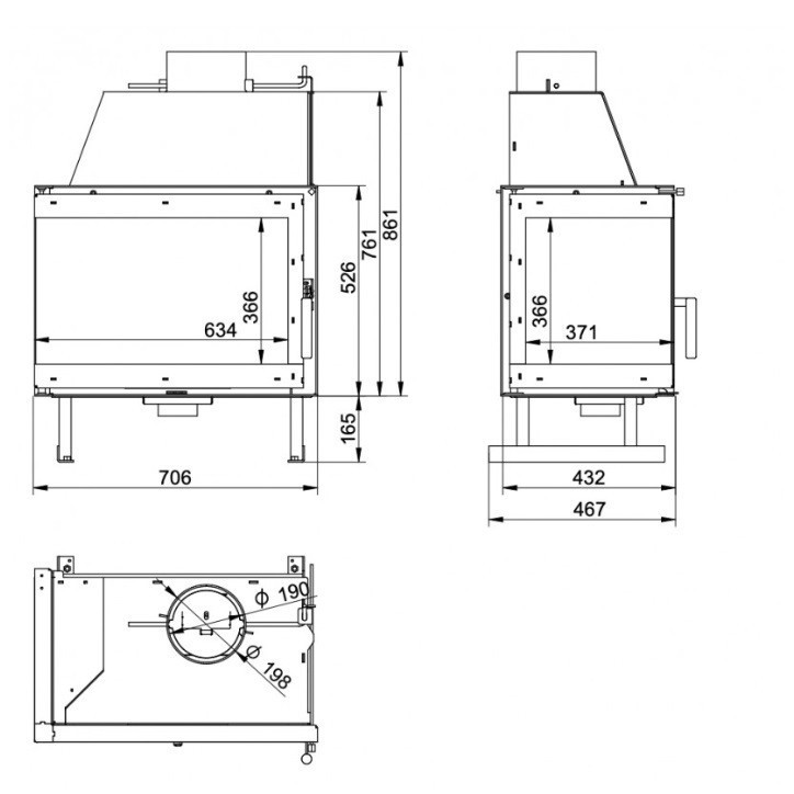 Insert cheminée à bois KFD ECO 70 coin gauche Insert cheminée à bois KFD ECO 70 coin gauche