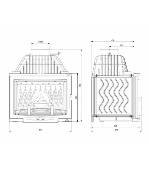 Insert cheminée à bois W17-16,1kW Panorama ECO