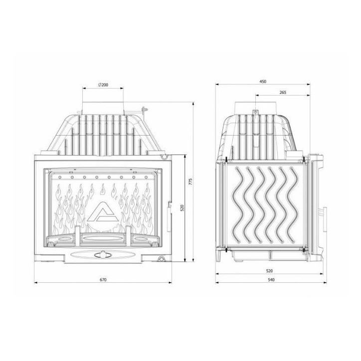 Insert cheminée à bois W17-16,1kW Panorama ECO