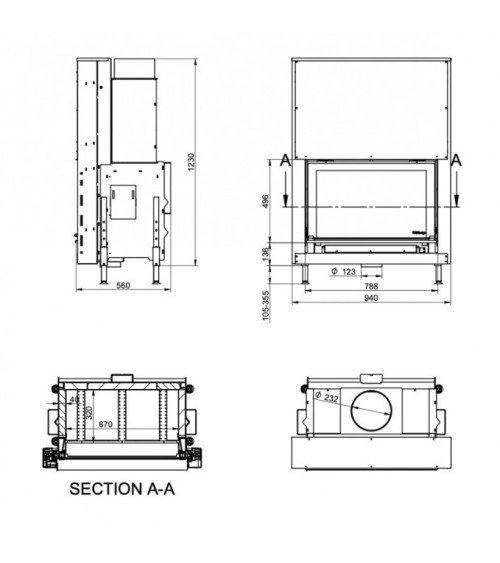 Insert cheminée à bois KFD Linea H 920 3.0, 12 kW