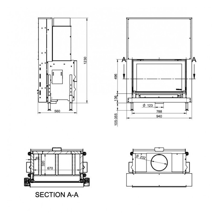 Insert cheminée à bois KFD Linea H 920 3.0, 12 kW Insert cheminée à bois KFD Linea H 920 3.0, 12 kW