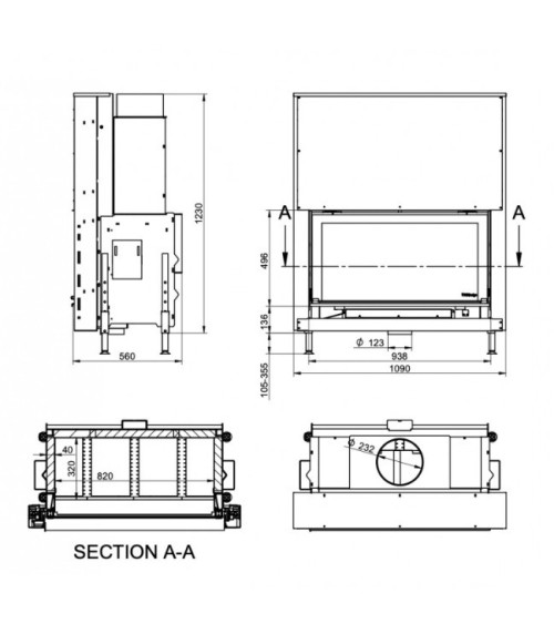 Insert cheminée à bois KFD Linea H 1050 3.0, 17 kW