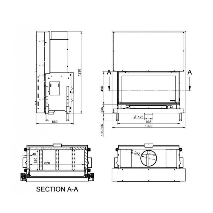 Insert cheminée à bois KFD Linea H 1050 3.0, 17 kW Insert cheminée à bois KFD Linea H 1050 3.0, 17 kW
