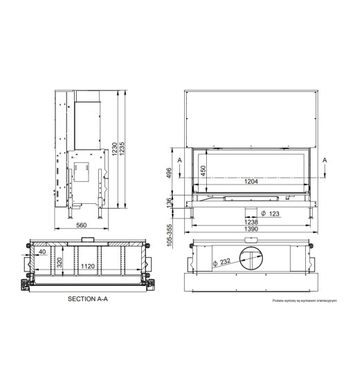 Insert cheminée à bois KFD Linea H 1180 3.0, 19 kW