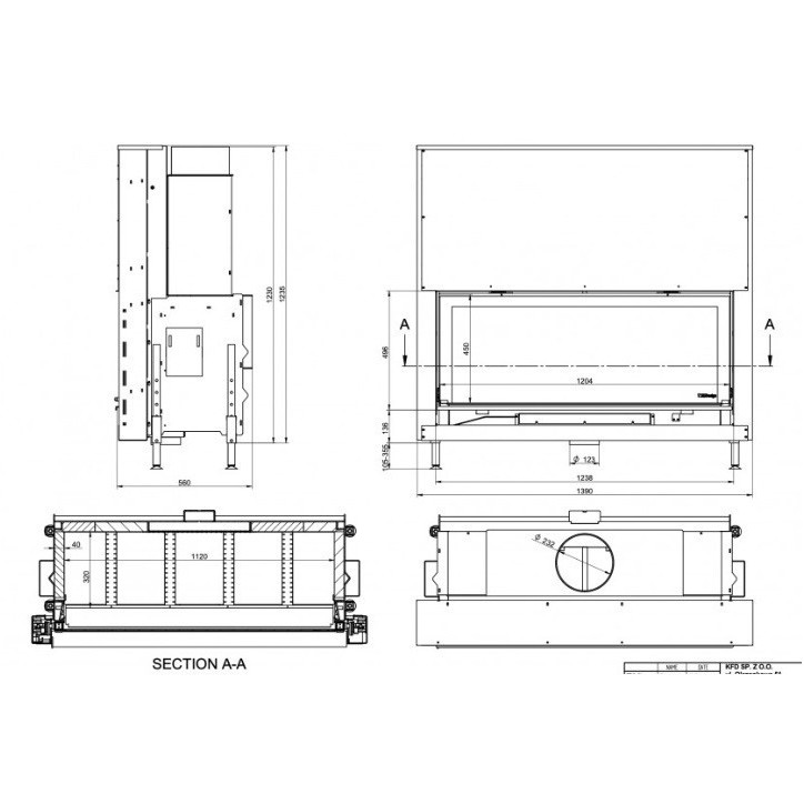 Insert cheminée à bois KFD Linea H 1320 3.0, 20 kW Insert cheminée à bois KFD Linea H 1320 3.0, 20 kW