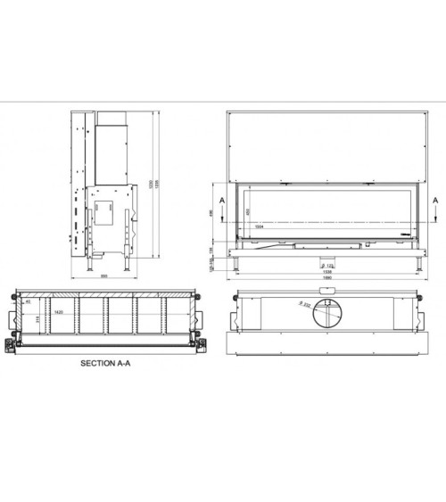 Insert cheminée à bois KFD Linea H 1570 3.0, 22 kW