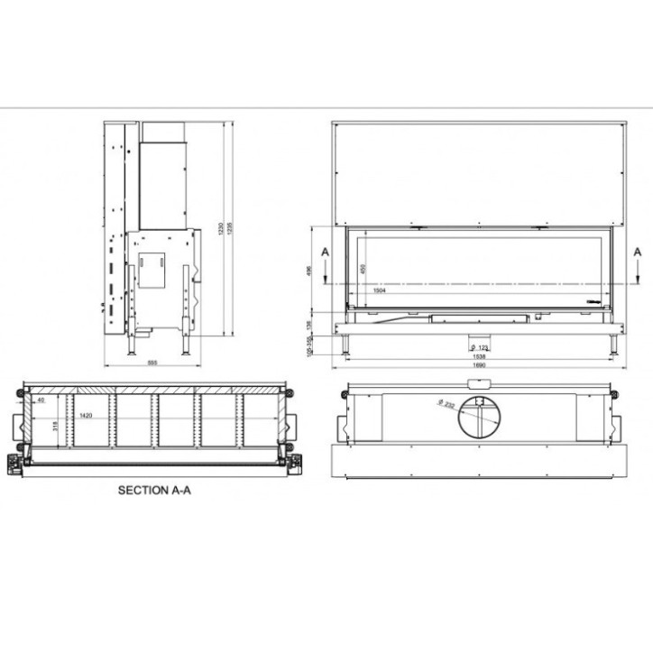 Insert cheminée à bois KFD Linea H 1570 3.0, 22 kW Insert cheminée à bois KFD Linea H 1570 3.0, 22 kW