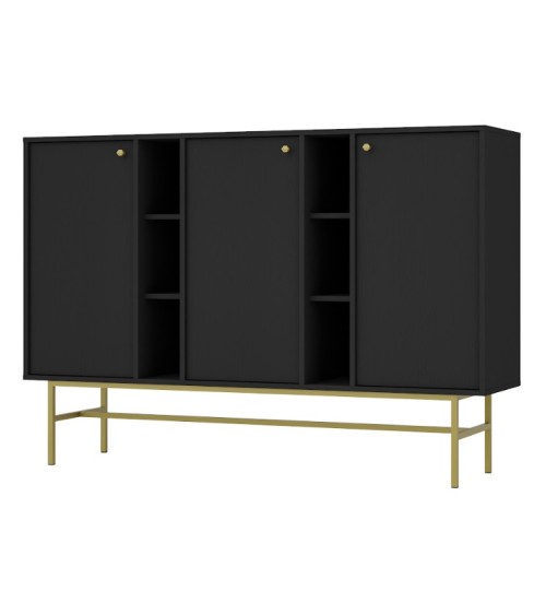 Buffet TOKYO graphite 160 cm 3 portes + 2 niches