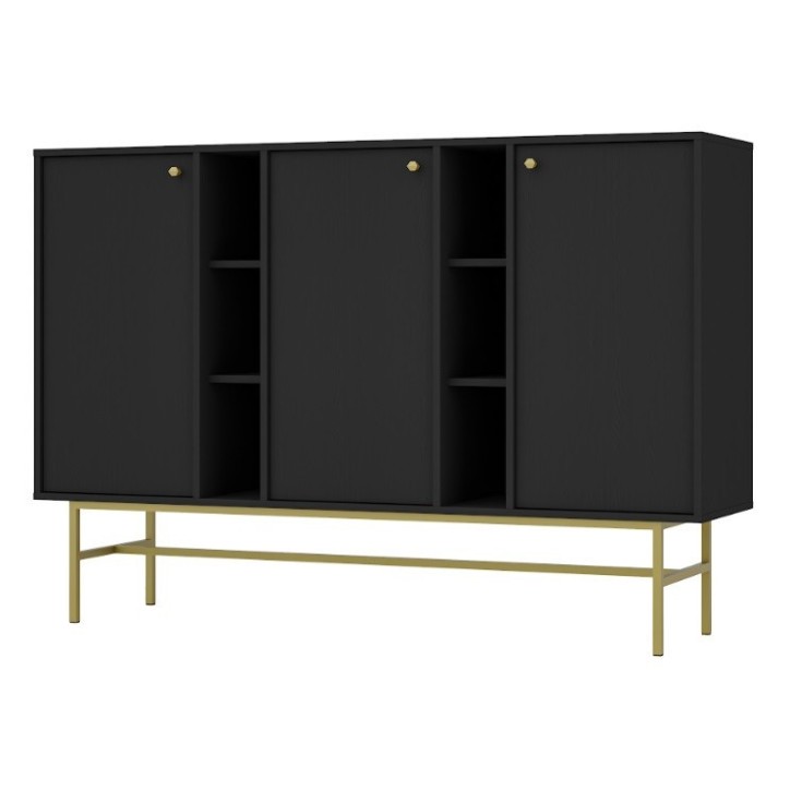 Buffet TOKYO graphite 160 cm 3 portes + 2 niches