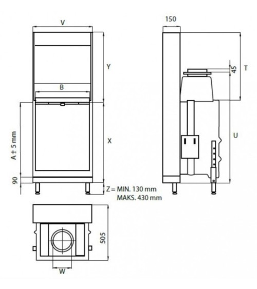 Insert cheminée à bois KFD Linea V 810 3.0,  8 kW