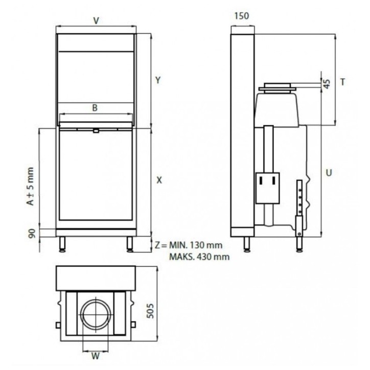 Insert cheminée à bois KFD Linea V 810 3.0, 8 kW Insert cheminée à bois KFD Linea V 810 3.0, 8 kW