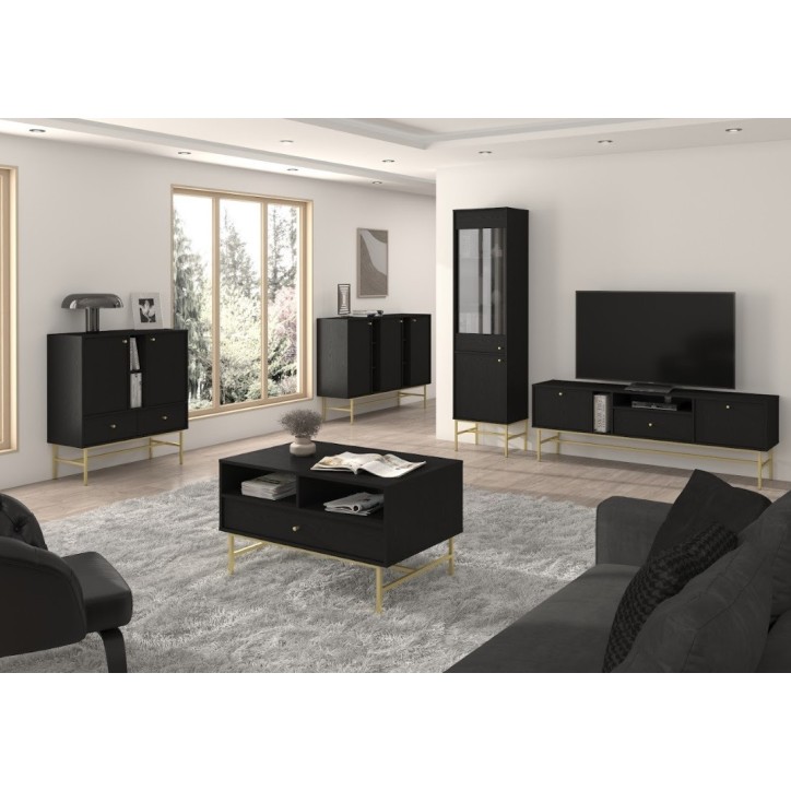 Buffet TOKYO graphite 160 cm 3 portes + 2 niches