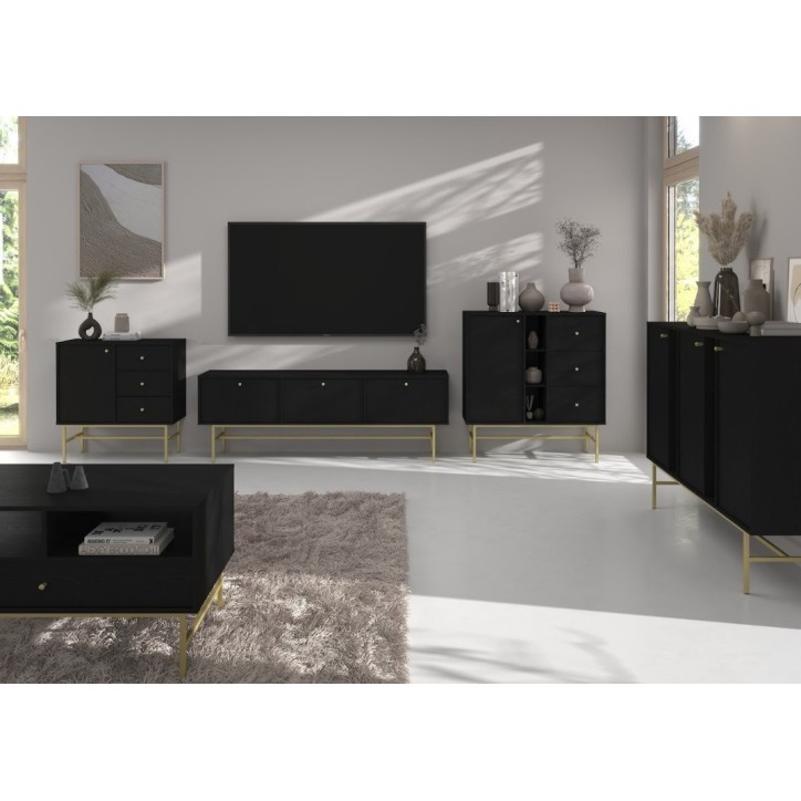 Buffet TOKYO graphite 160 cm 3 portes + 2 niches