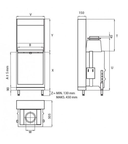 Insert cheminée à bois KFD Linea  V 1080 3.0, 15 kW