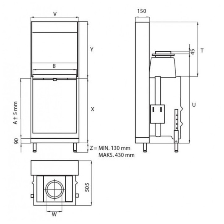 Insert cheminée à bois KFD Linea V 1080 3.0, 15 kW Insert cheminée à bois KFD Linea V 1080 3.0, 15 kW