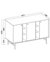 Buffet TOKYO graphite 160 cm 3 portes + 2 niches