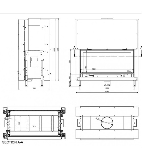 Insert cheminée à bois KFD Linea DF H 1180 3.0, 20 kW double vitre