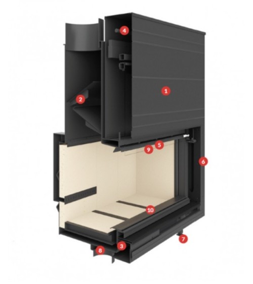 Insert cheminée à bois KFD Linea DF H 1180 3.0, 20 kW double vitre