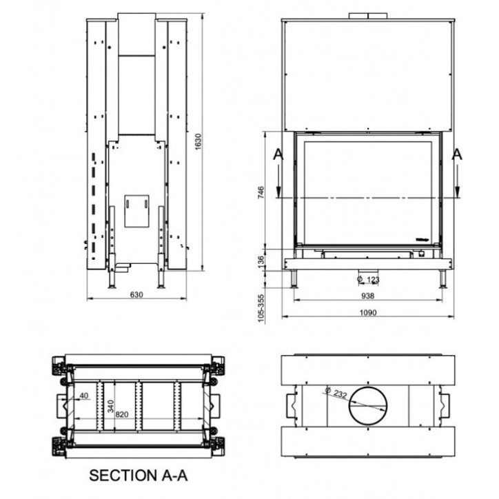 Insert cheminée à bois KFD Linea DF V 1190 3.0, 20 kW double vitre Insert cheminée à bois KFD Linea DF V 1190 3.0, 20 kW double vitre
