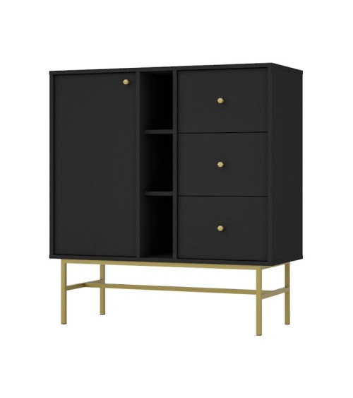 Buffet TOKYO graphite 100 cm 1 porte + 1 niche + 3 tiroirs