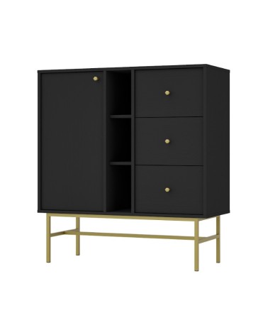 Buffet TOKYO graphite 100 cm 1 porte + 1 niche + 3 tiroirs